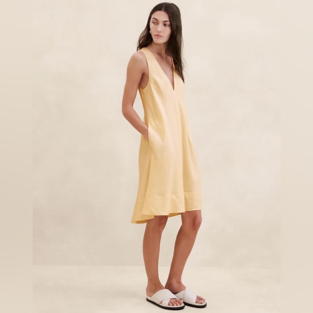 Banana Republic Yellow Sleeveless V-Neck Mini Dress
